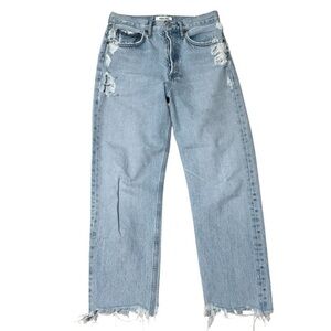 AGOLDE 90’s Crop Distressed Light Blue Denim Jeans Size 24 Designer Straight